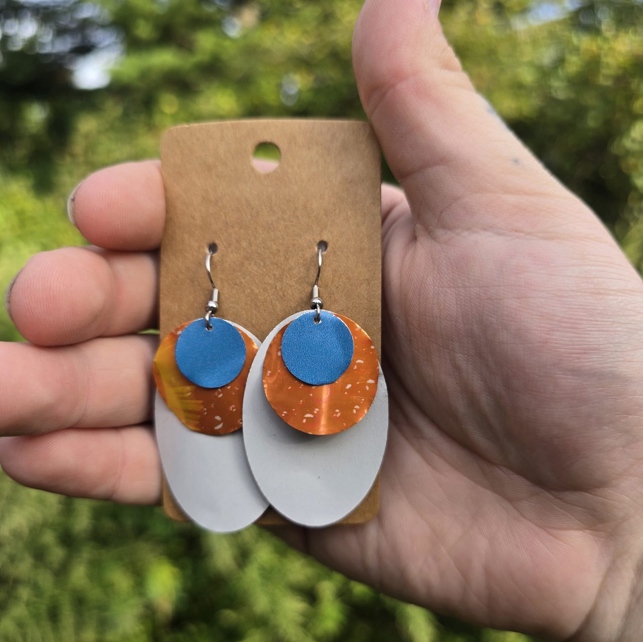 Blue and Orange Soda Can Earrings