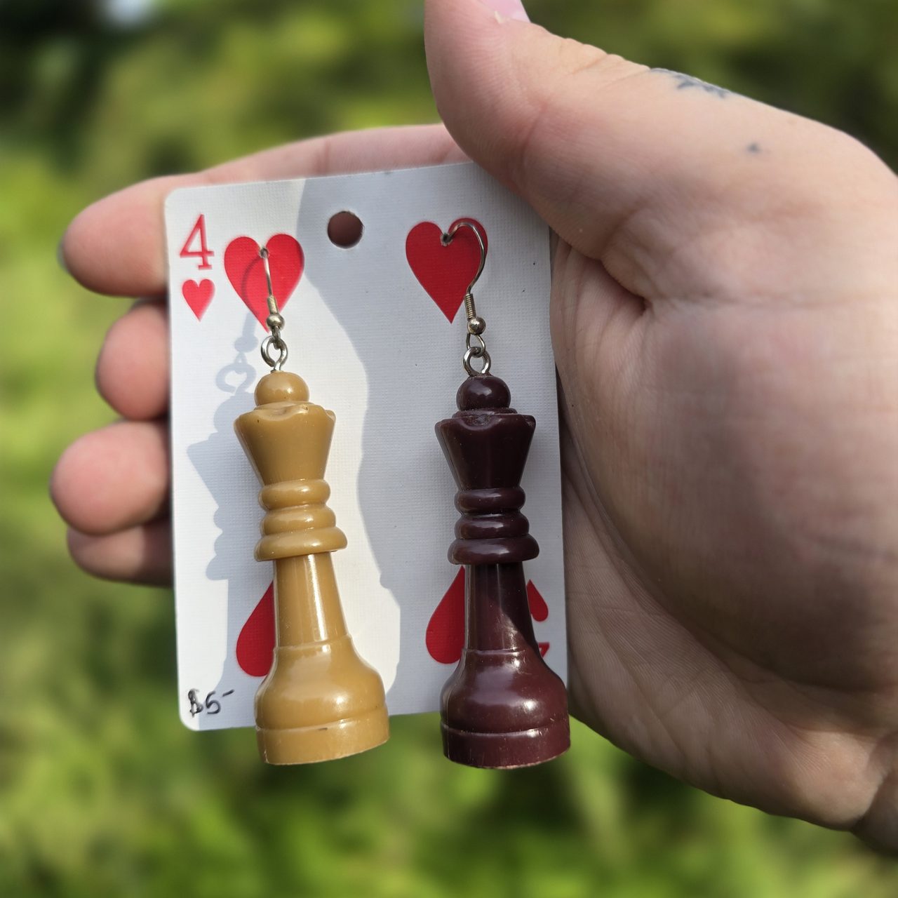 Asymmetrical Queen Chess Peice Earrings