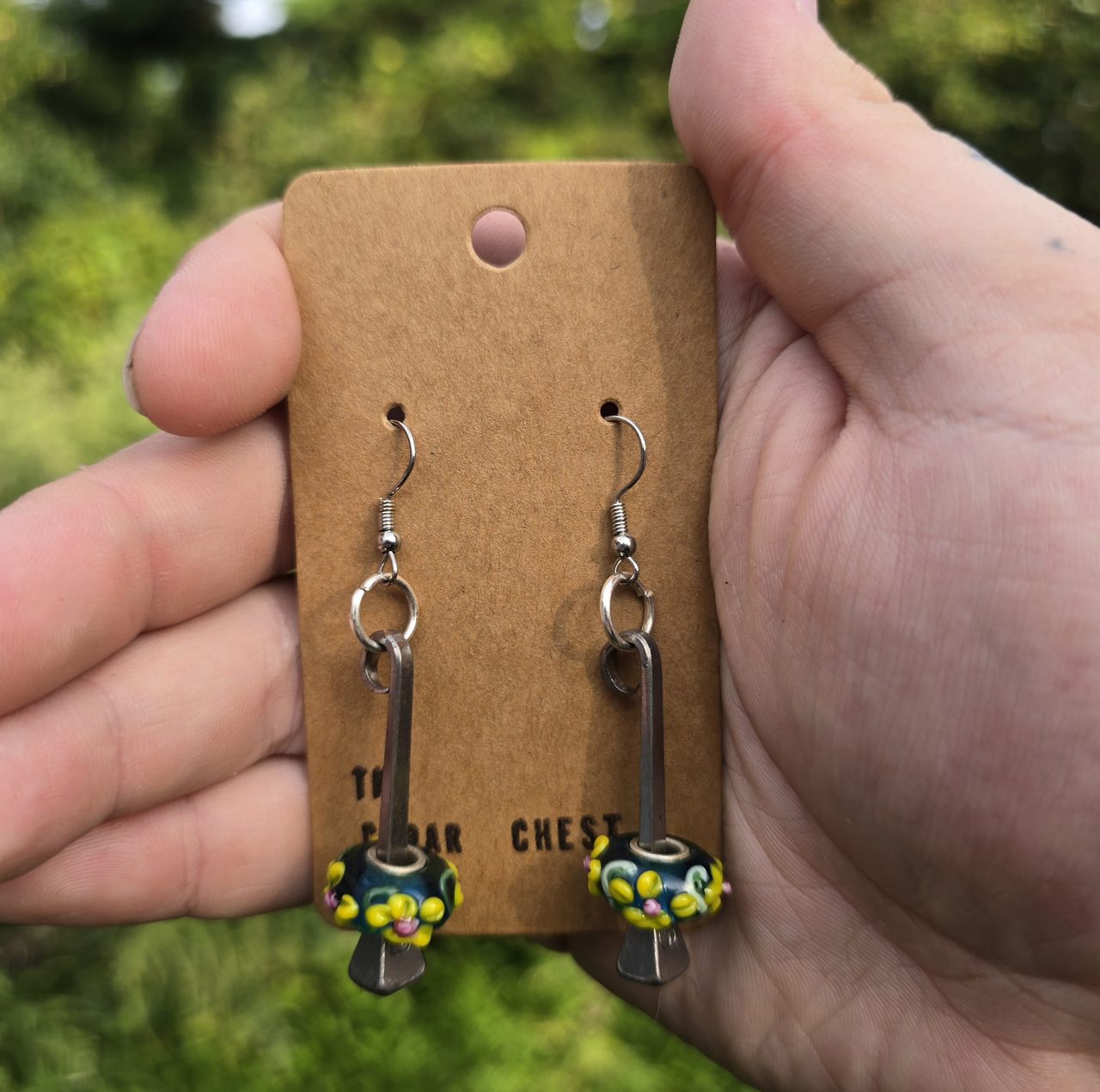 Floral Horseshoe Nail Earrings
