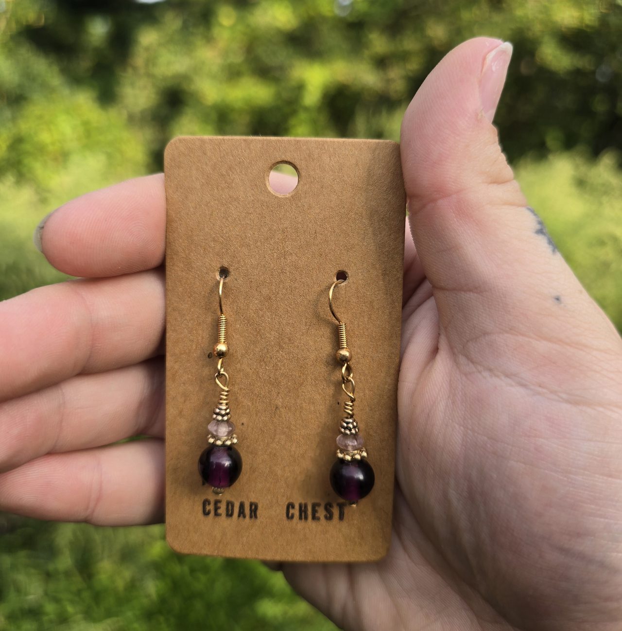 Purple and Gold Earrings