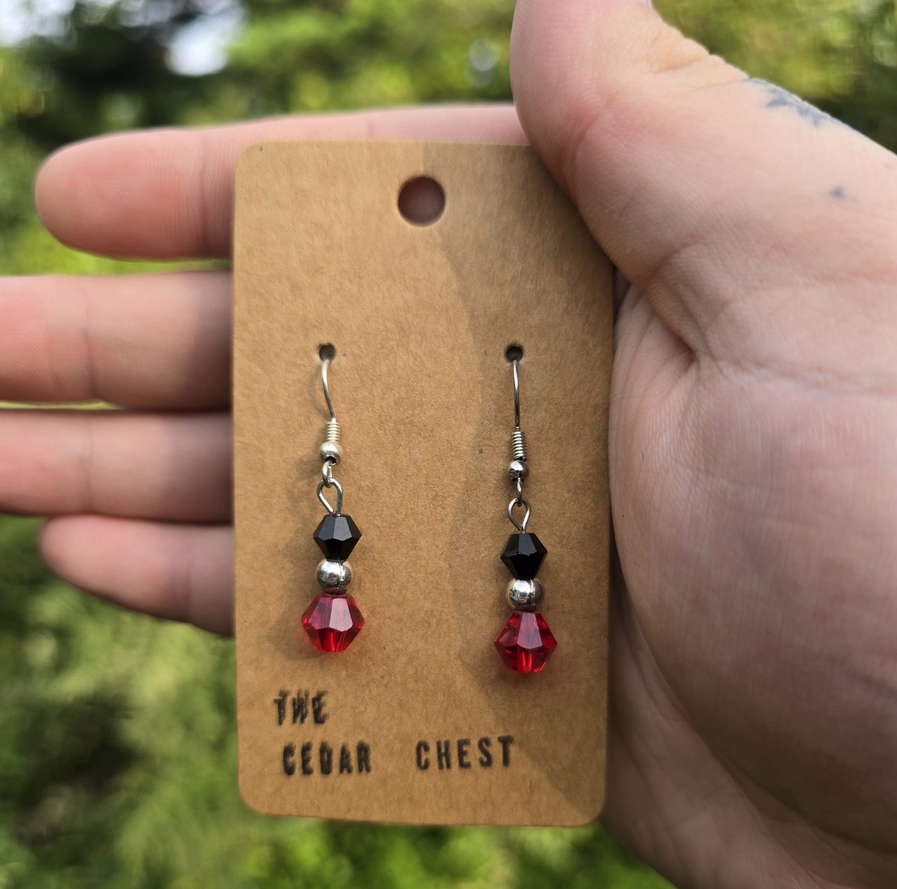 Red and Black Glass Earrings