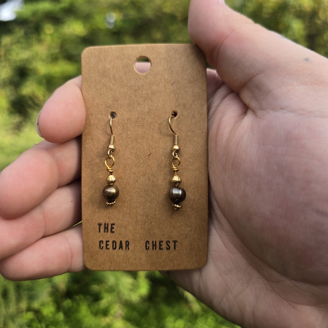Gold and Black Pearl earrings