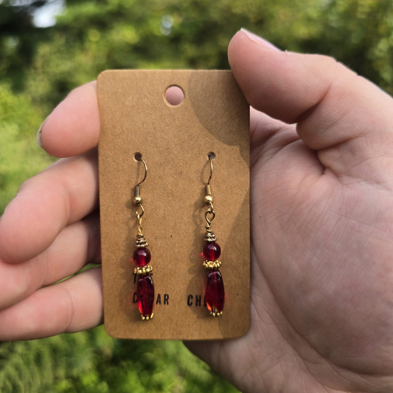 Long Red and Gold Earrings