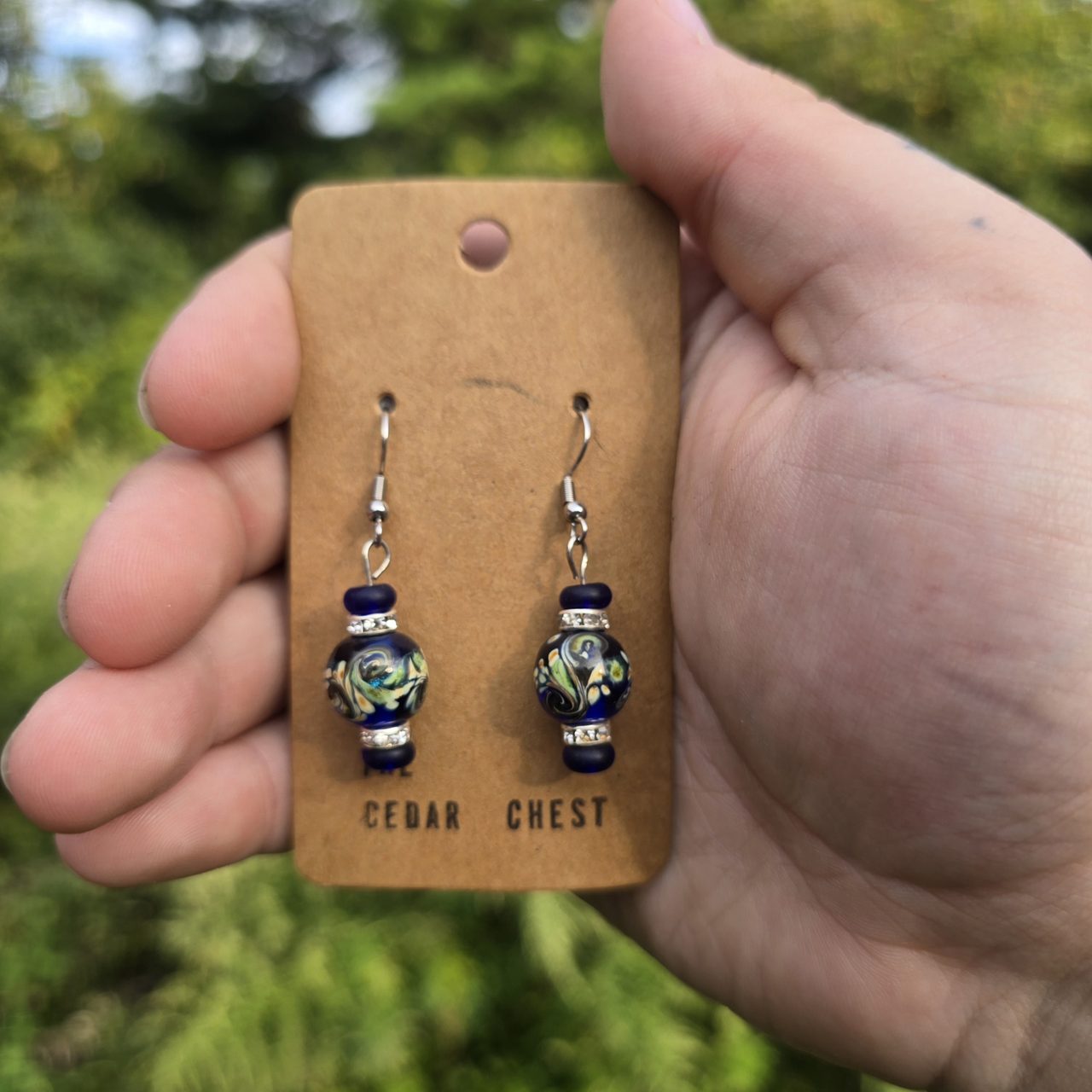 Cobalt Blue Swirl Earrings