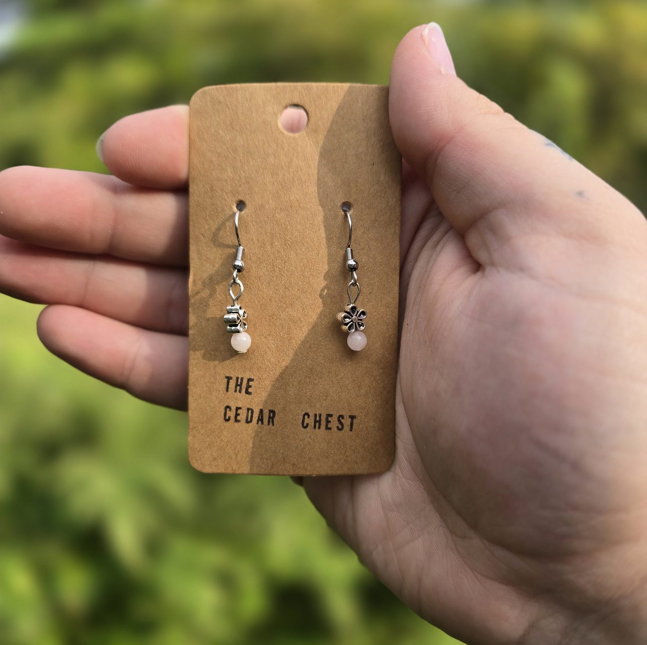 Soft Pink and Flower Earrings