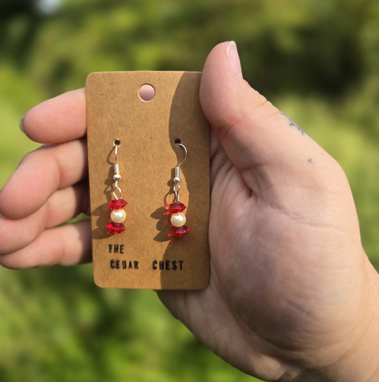 Red and Pearl Earrings
