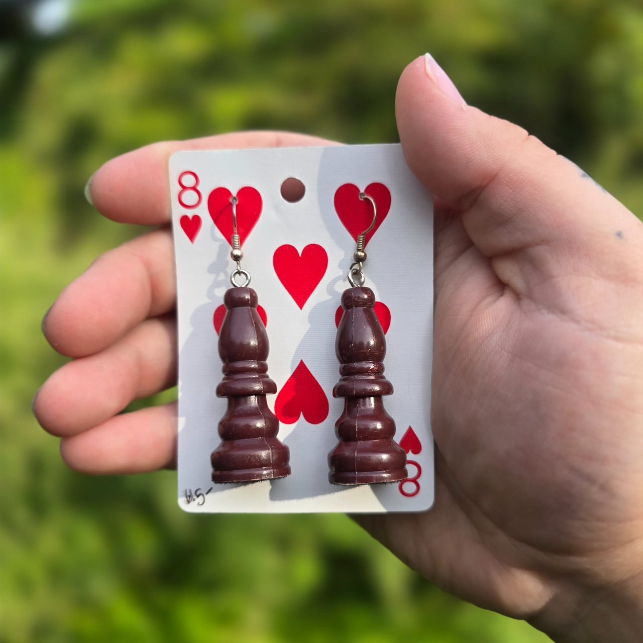Brown Chess Earrings